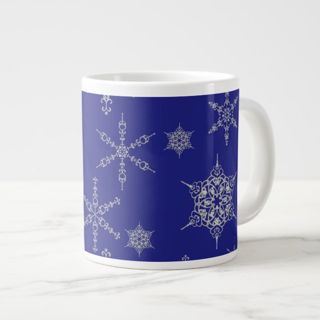 Caneca De Café Grande Snowflake Diamond Sparkle Elegante e Trendy (Frente Esquerda)