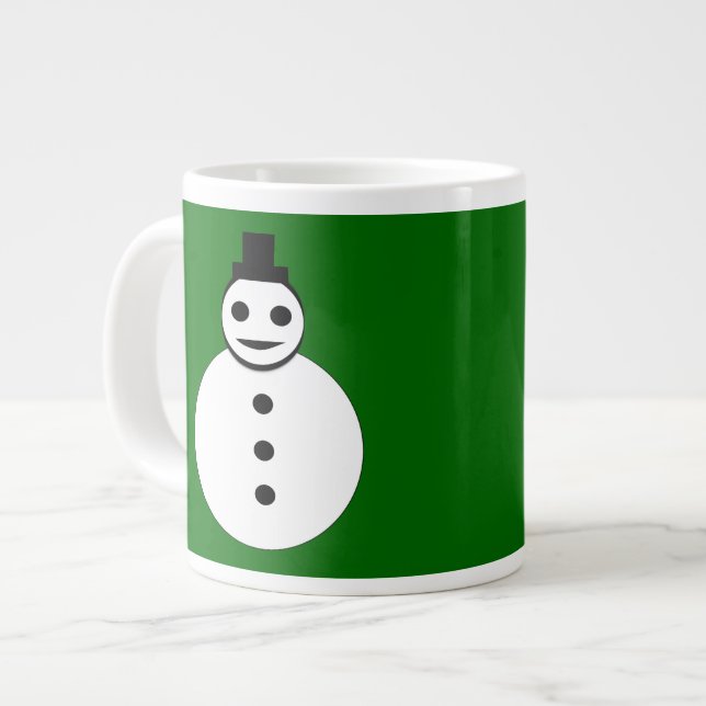 Caneca De Café Grande Snowman Mug sorridente de Natal (Frente Esquerda)