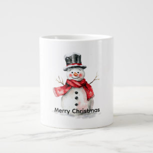 Caneca De Café Grande Snowman Red Scarf Christmas