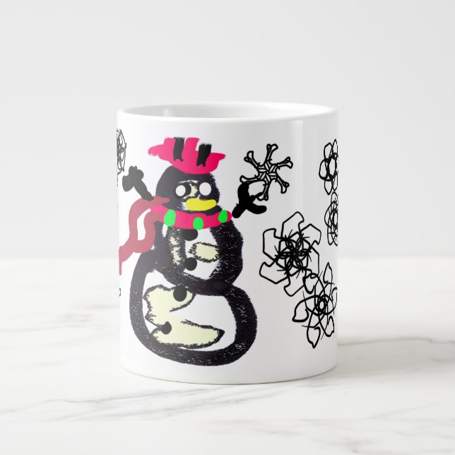 Caneca De Café Grande Snowman winter  (Frente)