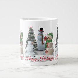 Caneca De Café Grande SnowPals Felizes Festas roteiro vermelho