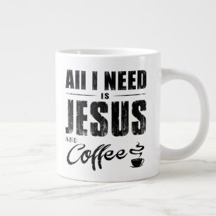 Caneca De Café Grande Só Preciso De Jesus E Café  