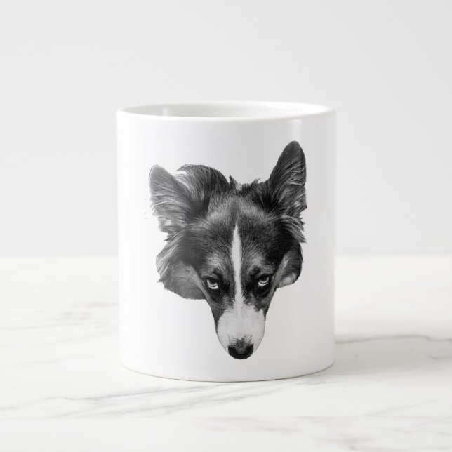 Caneca De Café Grande soft gaze corgi calm (Frente)