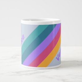 Caneca De Café Grande Soft Pansy Dream Stripes with Name