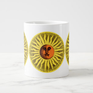 Caneca De Café Grande Sol Hippie Feliz Sorridente Amarelo Celestial Vint