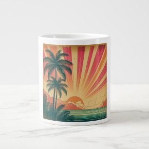 Caneca De Café Grande Sol retrô/vintage tropical/havaiano