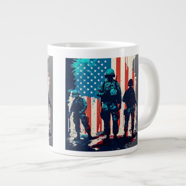 Caneca De Café Grande Soldados Americanos Jumbo Mug (Frente Esquerda)