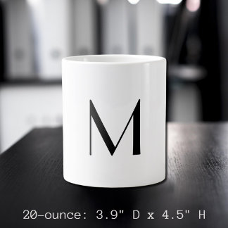 Caneca De Café Grande solid white - add black monogram