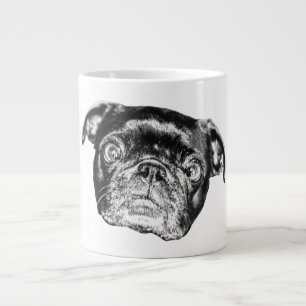Caneca De Café Grande Sombra de Pug em Manhã de Inverno