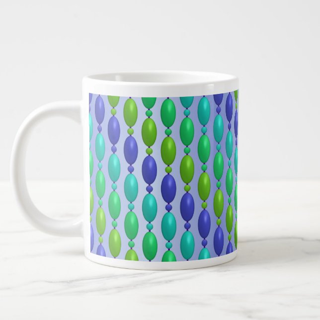 Caneca De Café Grande Sombra Do Padrão De Miçangas Azul E Verde (Esquerda)