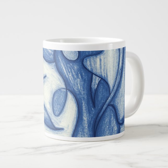 Caneca De Café Grande Sombras de Azul (Frente Esquerda)