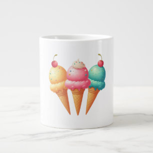 Caneca De Café Grande Sorvete Colorido