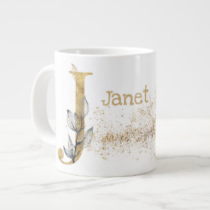 Caneca De Café Grande Sorvete de sopa Jumbo Mug Monograma "J"