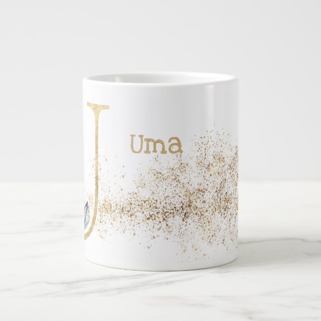 Caneca De Café Grande Sorvete de sopa Jumbo Mug monograma "U" (Frente)
