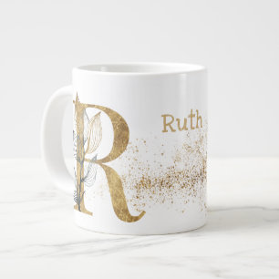 Caneca De Café Grande Sorvete de sopa "R" Jumbo Mug Monograma