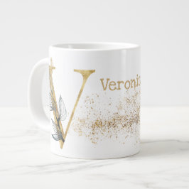 Caneca De Café Grande Sorvete de sopa "V" Jumbo Mug Monograma