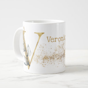 Caneca De Café Grande Sorvete Monograma "V" Jumbo Mug