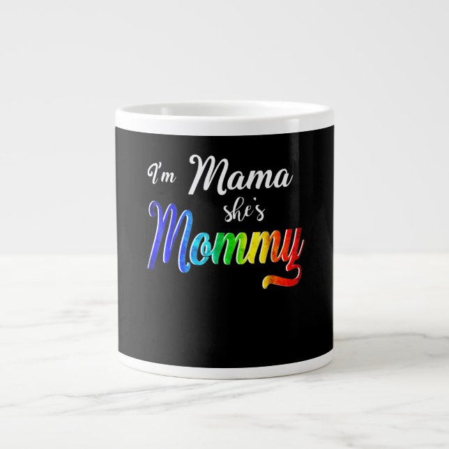 Caneca De Café Grande Sou a mãe, ela é a mãe lésbica Mamãe (Frente)