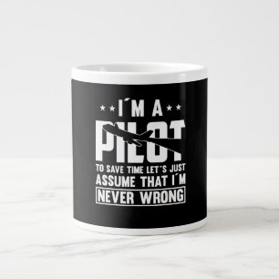 Caneca De Café Grande Sou piloto para economizar tempo, nunca estou erra