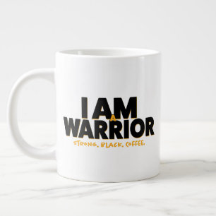 Caneca De Café Grande Sou um guerreiro... forte. Preto.  Café.Jumbo Mug
