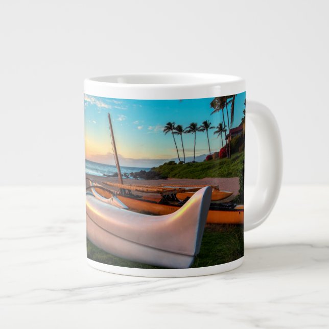 Caneca De Café Grande South Maui Beach em Sunset | Maui, Havaí (Frente Esquerda)