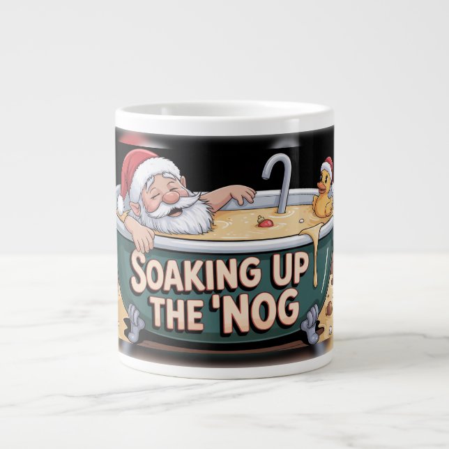 Caneca De Café Grande Spa de Leite de Coco do Papai Noel (Frente)