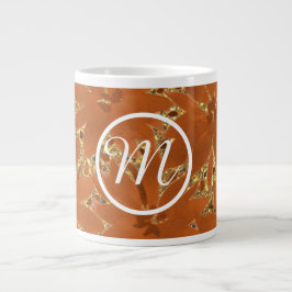 Caneca De Café Grande Sparkle Dourado Monograma Personalizado