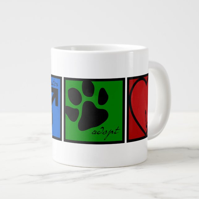 Caneca De Café Grande Spay-Neuter-Adopt-Love (Frente Esquerda)