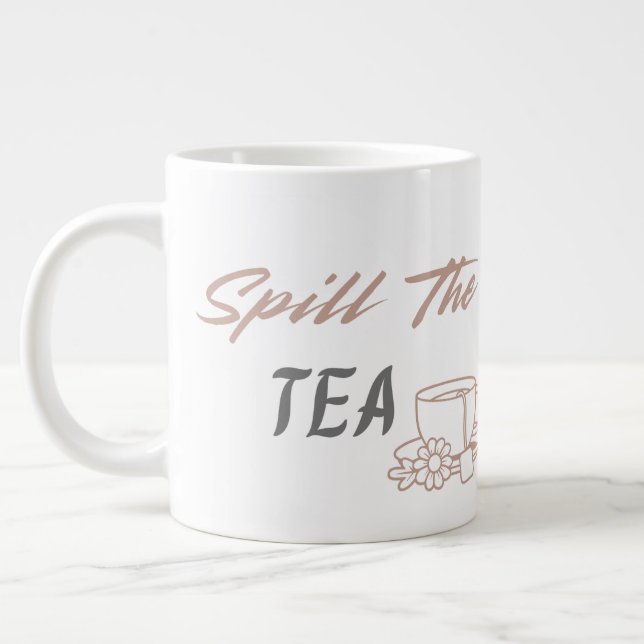 Caneca De Café Grande Spill the Tea Cute Aesthetic Birthday Gift for Her (Esquerda)