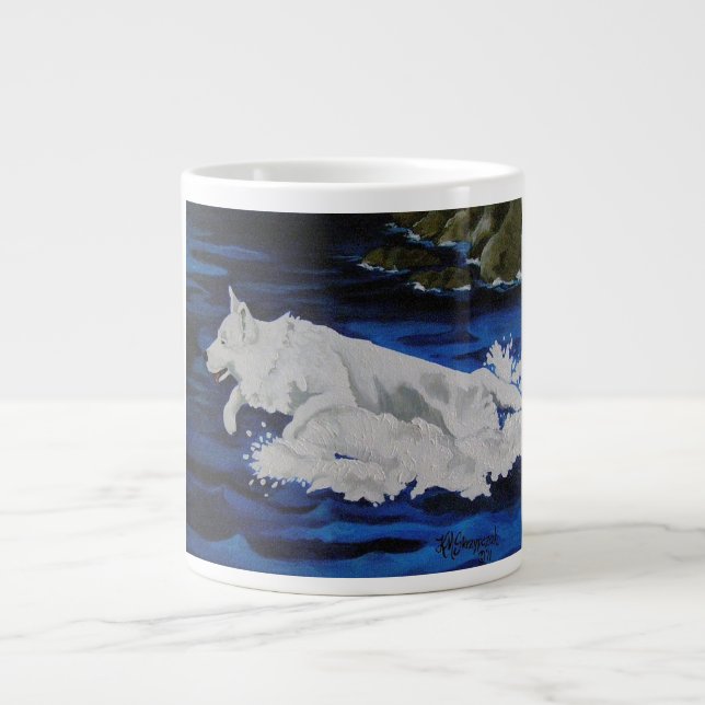 Caneca De Café Grande Splash White Dog (Frente)