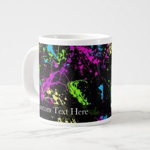 Caneca De Café Grande Splatter preto/neon personalizado