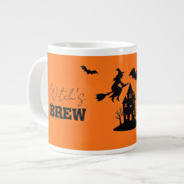 Caneca De Café Grande Spooky Haunted House & Witch Silhouette |
