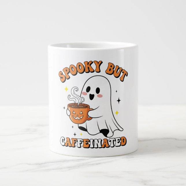 Caneca De Café Grande Spooky, Mas Caffeinado, Ghost Design Mug (Frente)