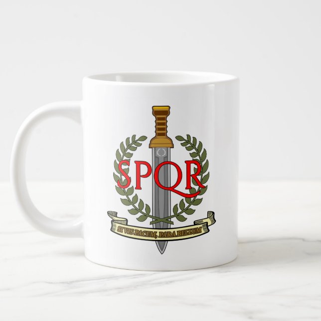 Caneca De Café Grande SPQR Gladius - Senatus Populusque Romanus  (Esquerda)