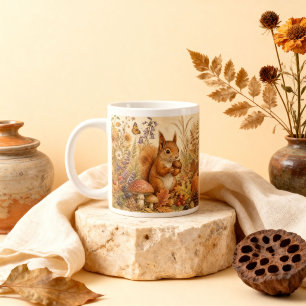 Caneca De Café Grande Squirrel Cottagecore Botânico Florestal Vintage