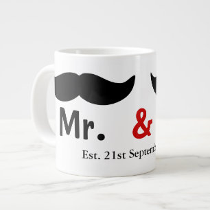 Caneca De Café Grande Sr. e Sr. Mustache Gay personalizável