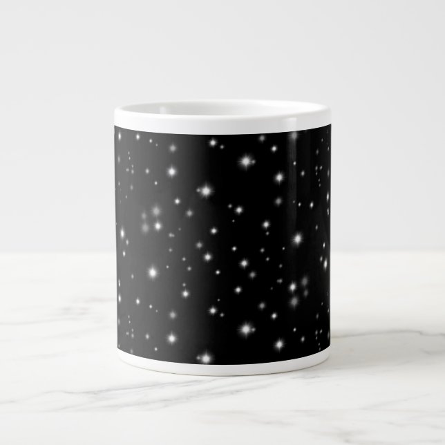 Caneca De Café Grande Starlight Sparkles Black and White Stars (Frente)