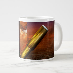 Caneca De Café Grande Steampunk - Alfabeto - T é para Telescópio