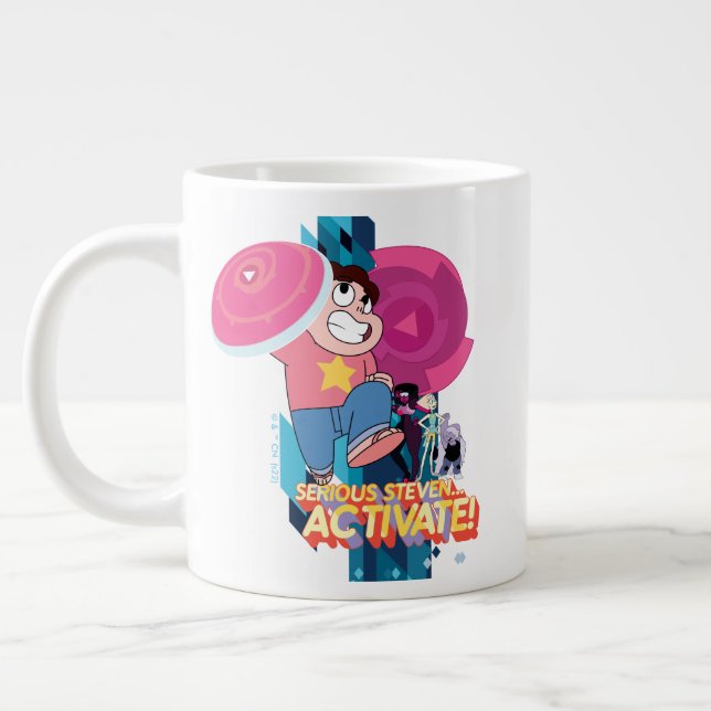 Caneca De Café Grande Steven Universe | Steven sério.. Ativar! (Esquerda)