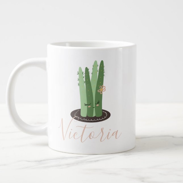 Caneca De Café Grande Stolia Cactus Doodle Name Giant Coffee Mug (Esquerda)