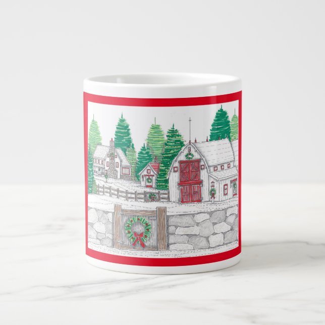 Caneca De Café Grande Stonewall Christmas Farm Jumbo Coffee Mug (Frente)