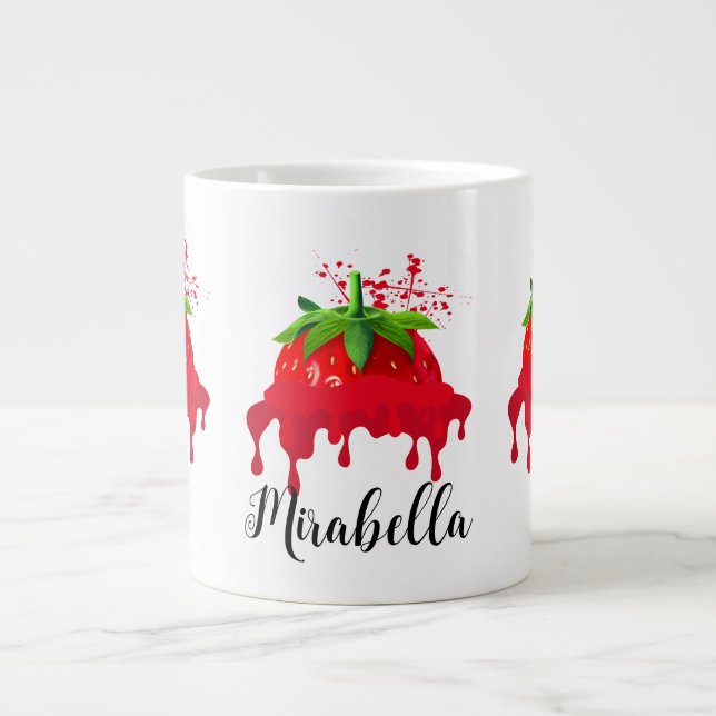 Caneca De Café Grande Strawberry Mug com nome, Cute, Dia dos Dias de os  (Frente)