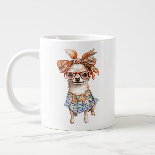 Caneca De Café Grande Stylish Chihuahua moms dogs lovers  (Esquerda)
