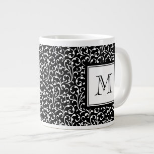 Caneca De Café Grande Sua Carta. Monograma Personalizado. Ninhos brancos