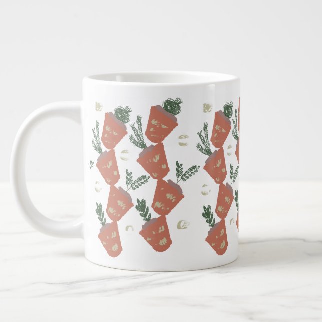 Caneca De Café Grande Succulent e Fern Terracotta Potes Greenerence (Esquerda)
