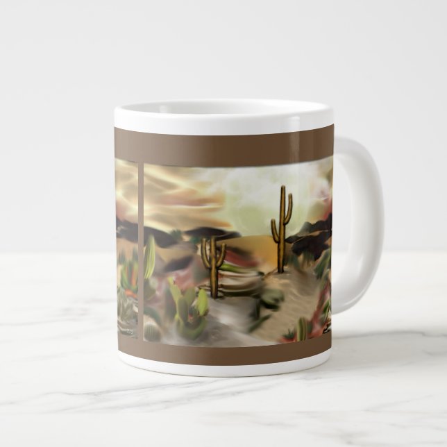 Caneca De Café Grande Sudoeste Desert Sunrise Abstrato Art (Frente Esquerda)