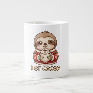 Caneca De Café Grande Suéter de Natal de Preguiça Fofa Bebendo Cacau Que