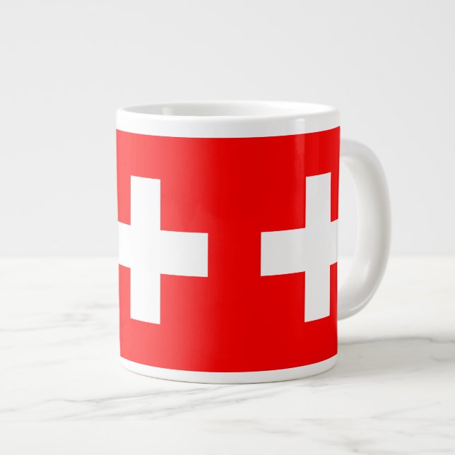Caneca De Café Grande Suiça - Bandeira Suíça (Frente Esquerda)