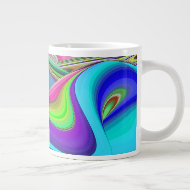 Caneca De Café Grande Summersense, Abstrato 3D Rainbowart (Direita)