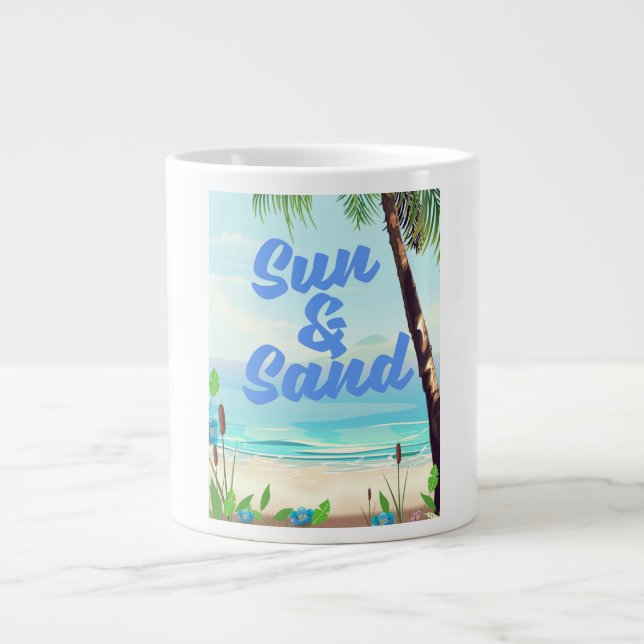 Caneca De Café Grande Sun e Sand inspiradorascartoon poster (Frente)